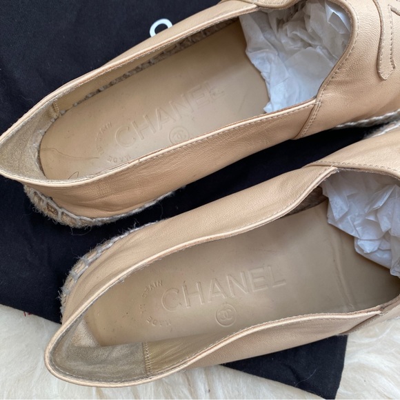 💯% AUTHENTIC Pre Loved Chanel Espadrilles Beige/black size 37 - Picture 10 of 11